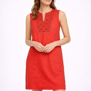 J. CREW Linen Blend Sleeveless Embroidered Mini Dress. Size Small